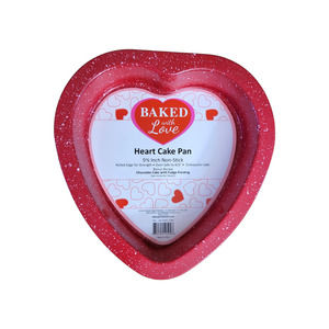 NEW Baked With Love Heart Shaped Baking Cake & Brownie Pan in Red w/Pink Specs